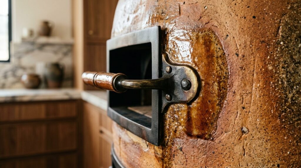 Close-up detail shot of a premium ceramic ovens textured su